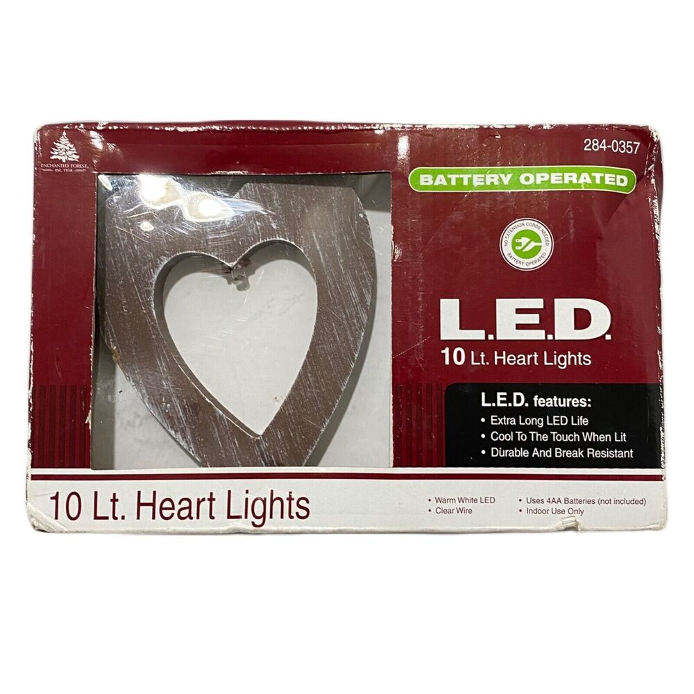 Enchanted Forest LED String Decorative Wooden Heart Lights 10 Light Strand
